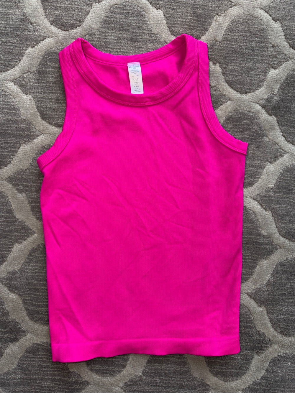 90 Degree By Reflex Girls Hot Pink Ribbed Tank Top